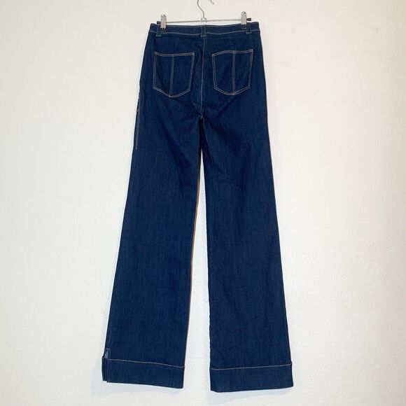 Cinq a Sept Benji Wide Leg Jeans 4 Indigo Blue High Waist Button Fly - Picture 4 of 7